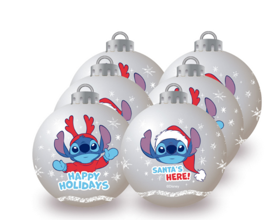 STITCH - Argent - Pack 6 Boules de Noël - 8 cm
